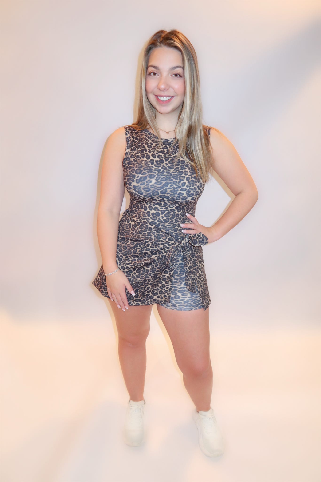 Leopard Love Dress Athletic Stretch Wrap Front L