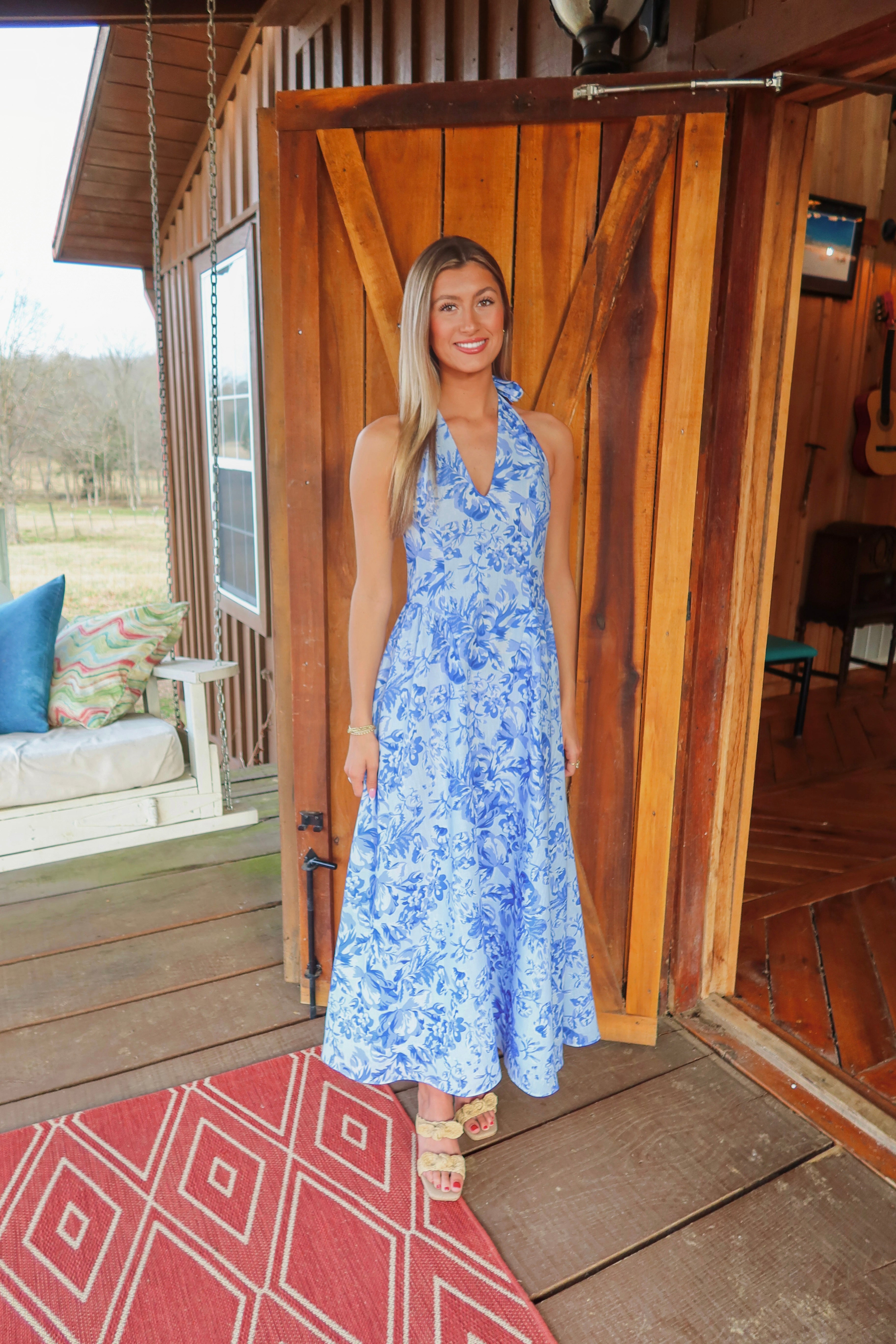 Sunday In Savannah Floral Maxi Dress Neck Tie M Sunday In Savannah Floral Maxi Dress Neck Tie M