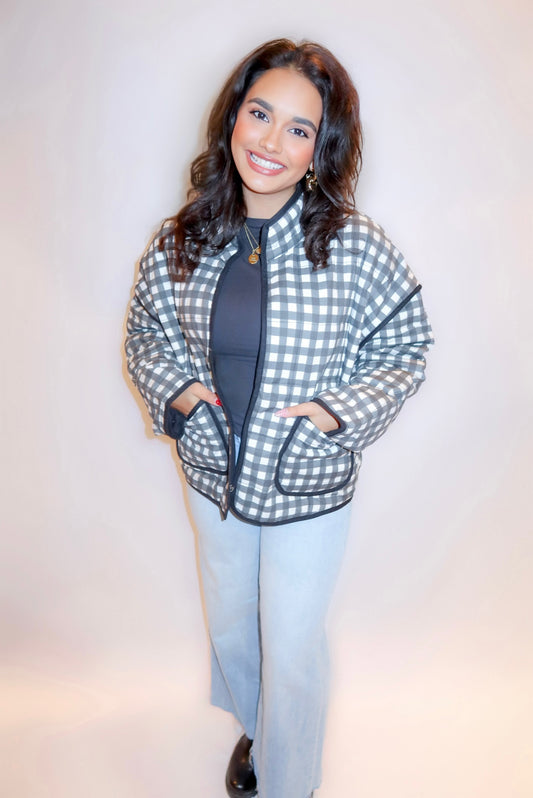 Cameran Gingham Quilted Jacket