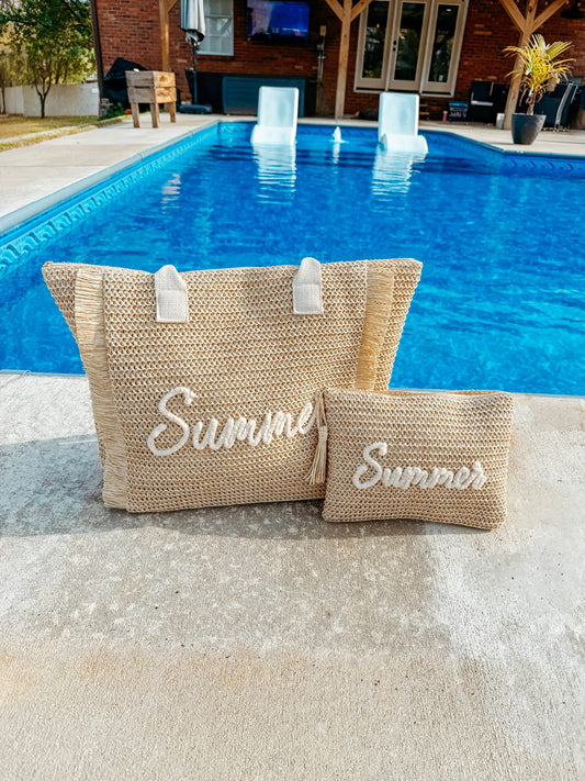 Beige Summer Tote & Pouch