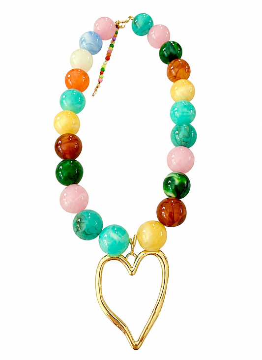 Multi Beaded Heart Necklace
