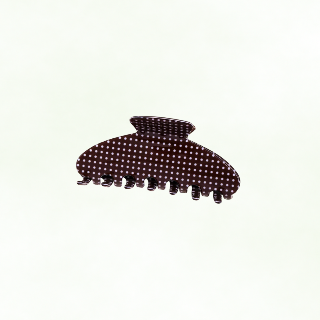 Brown Polka Dot Claw Clip