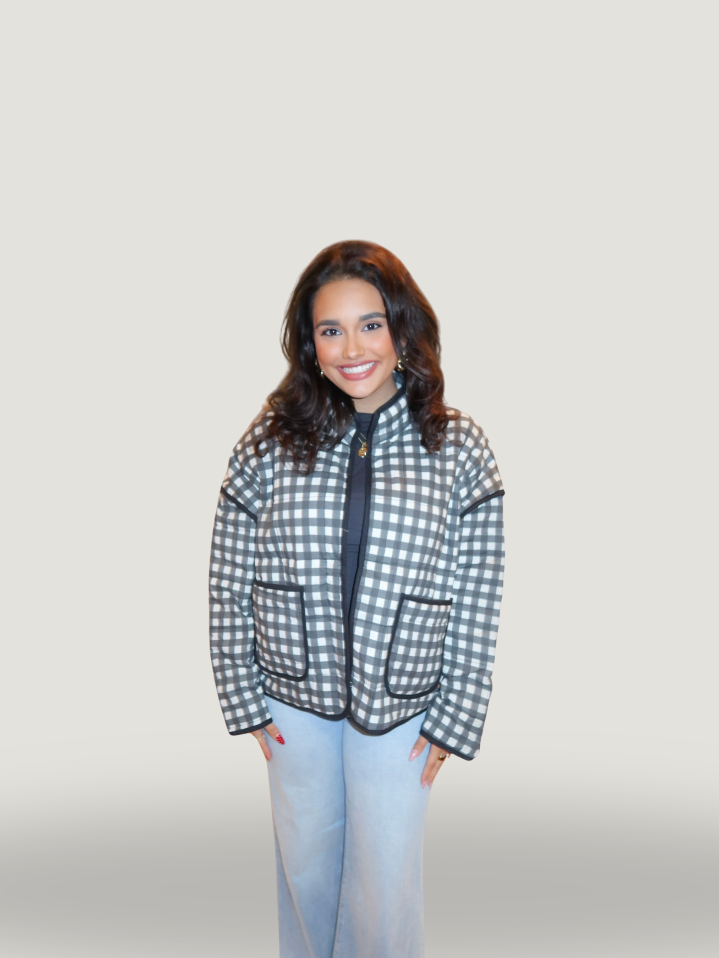 Cameran Gingham Quilted Jacket