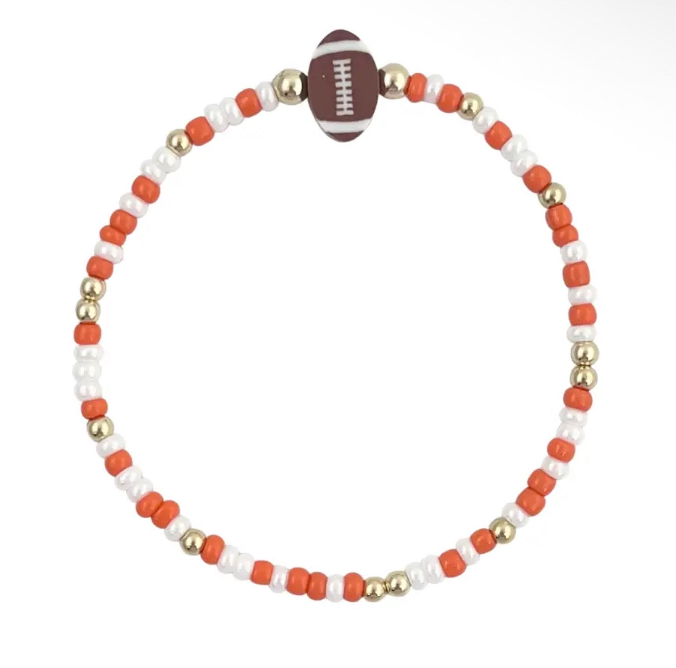 Orange/White Game Day Beaded Bracelet