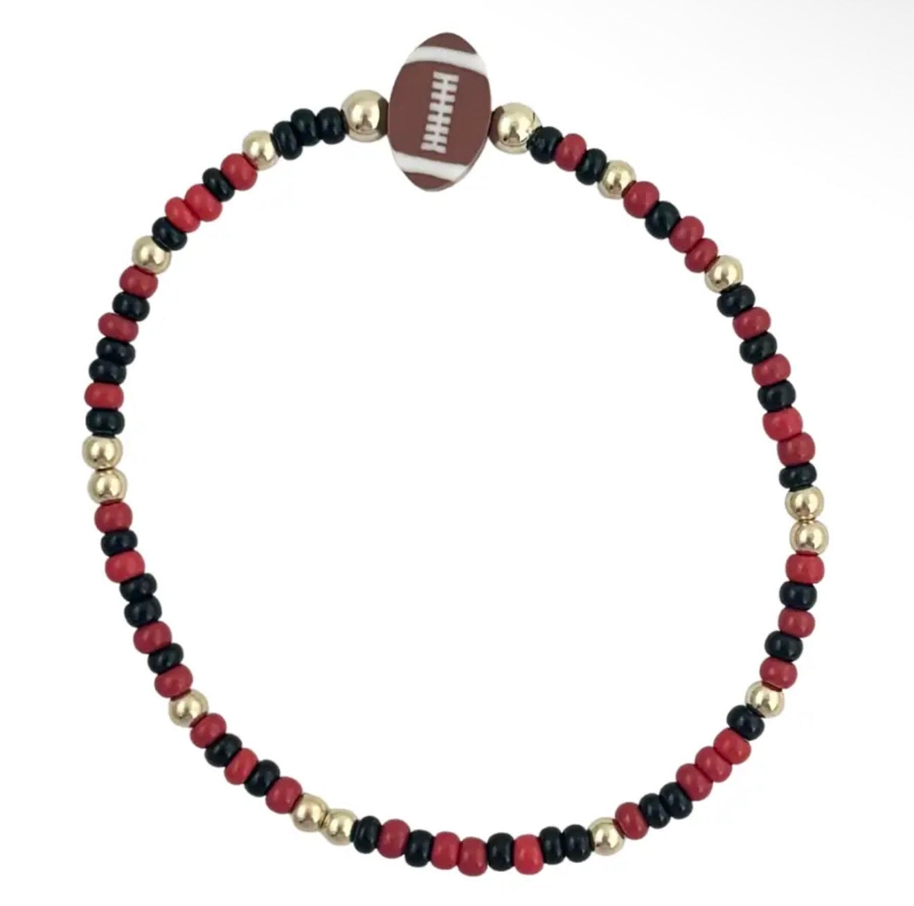 Red/Black Game Day Beaded Bracelet