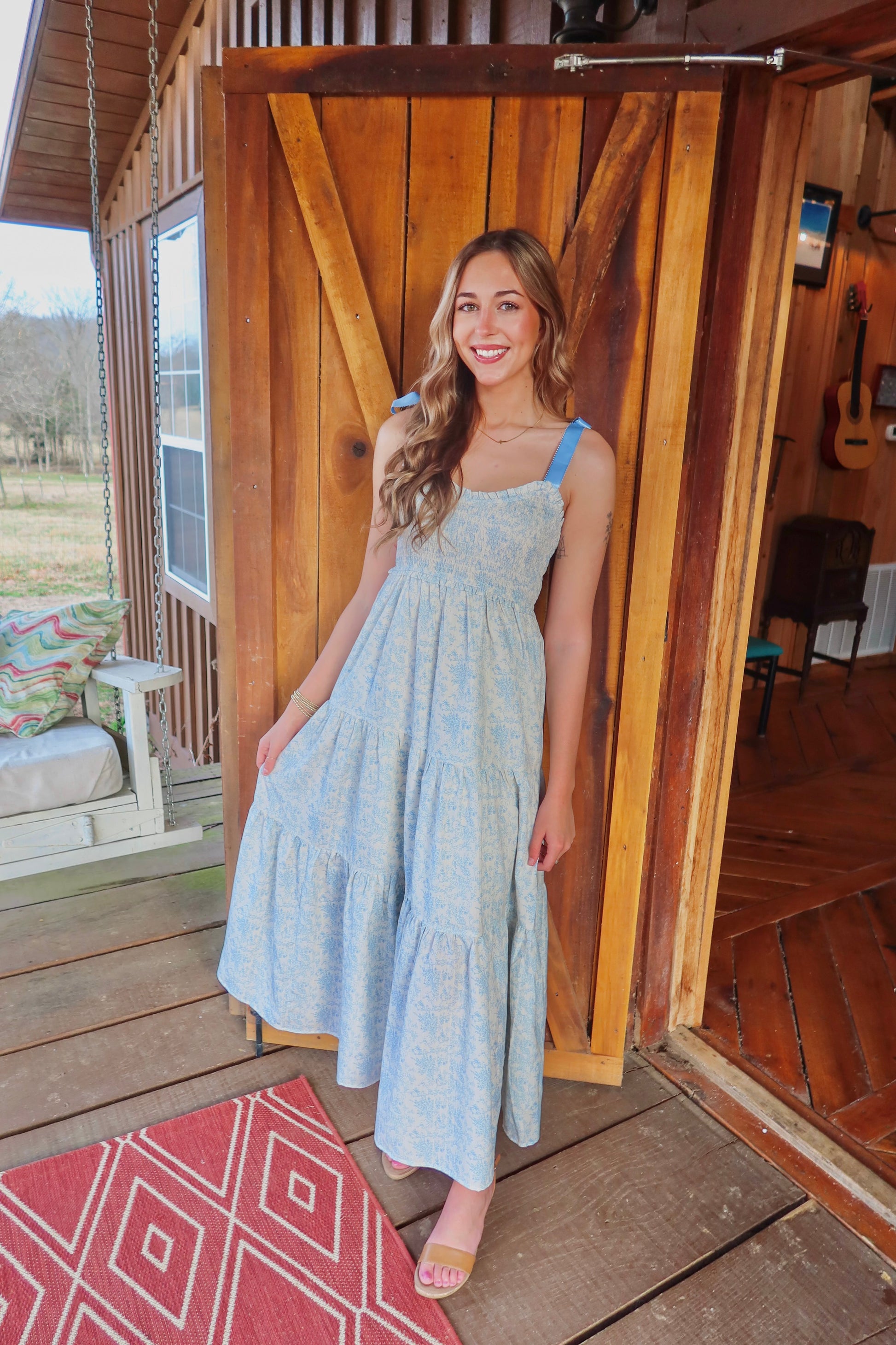 Bluebell Maxi Dress With Tied Shoulder Sleeves M