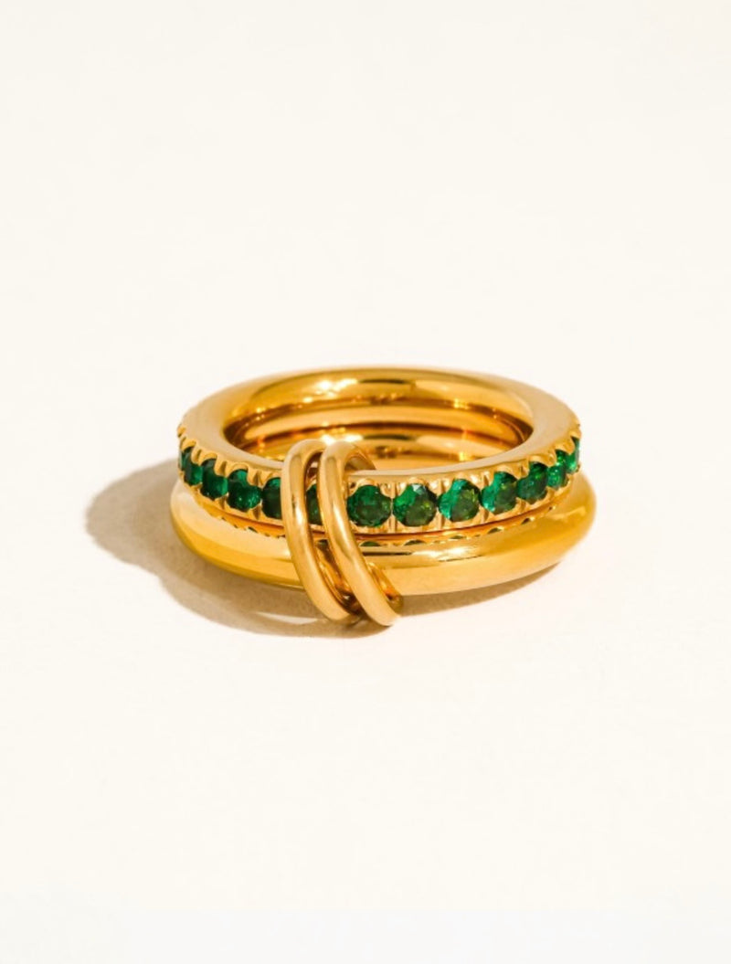 Emerald Double Banded Ring