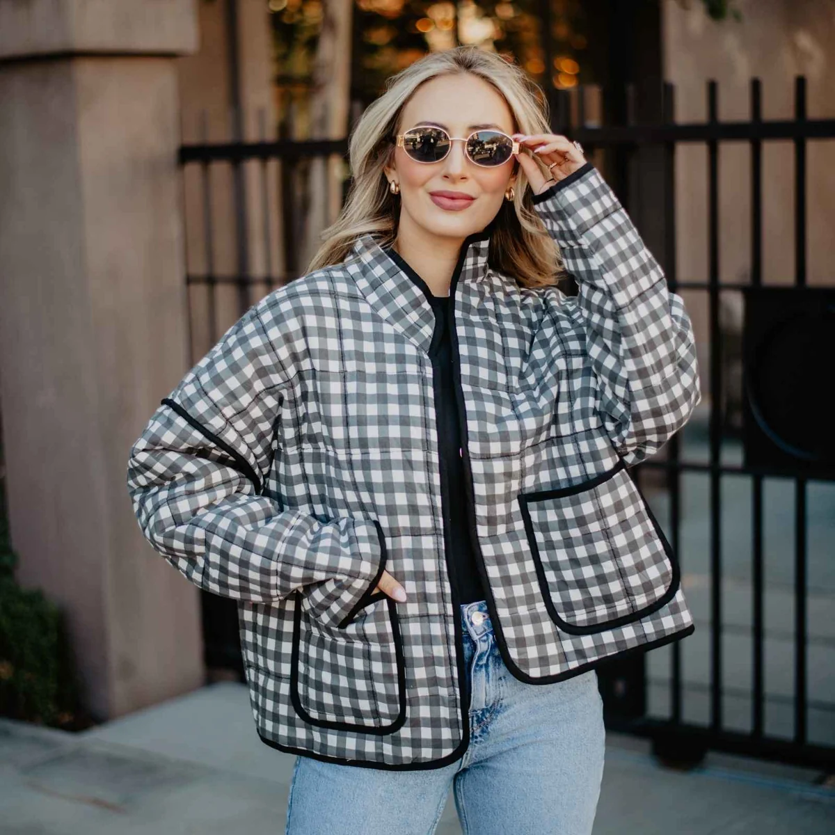 Cameran Gingham Quilted Jacket