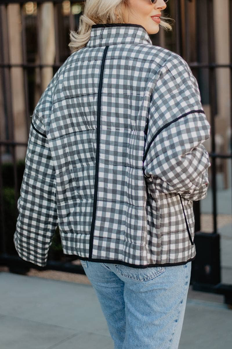 Cameran Gingham Quilted Jacket