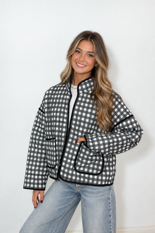 Cameran Gingham Quilted Jacket