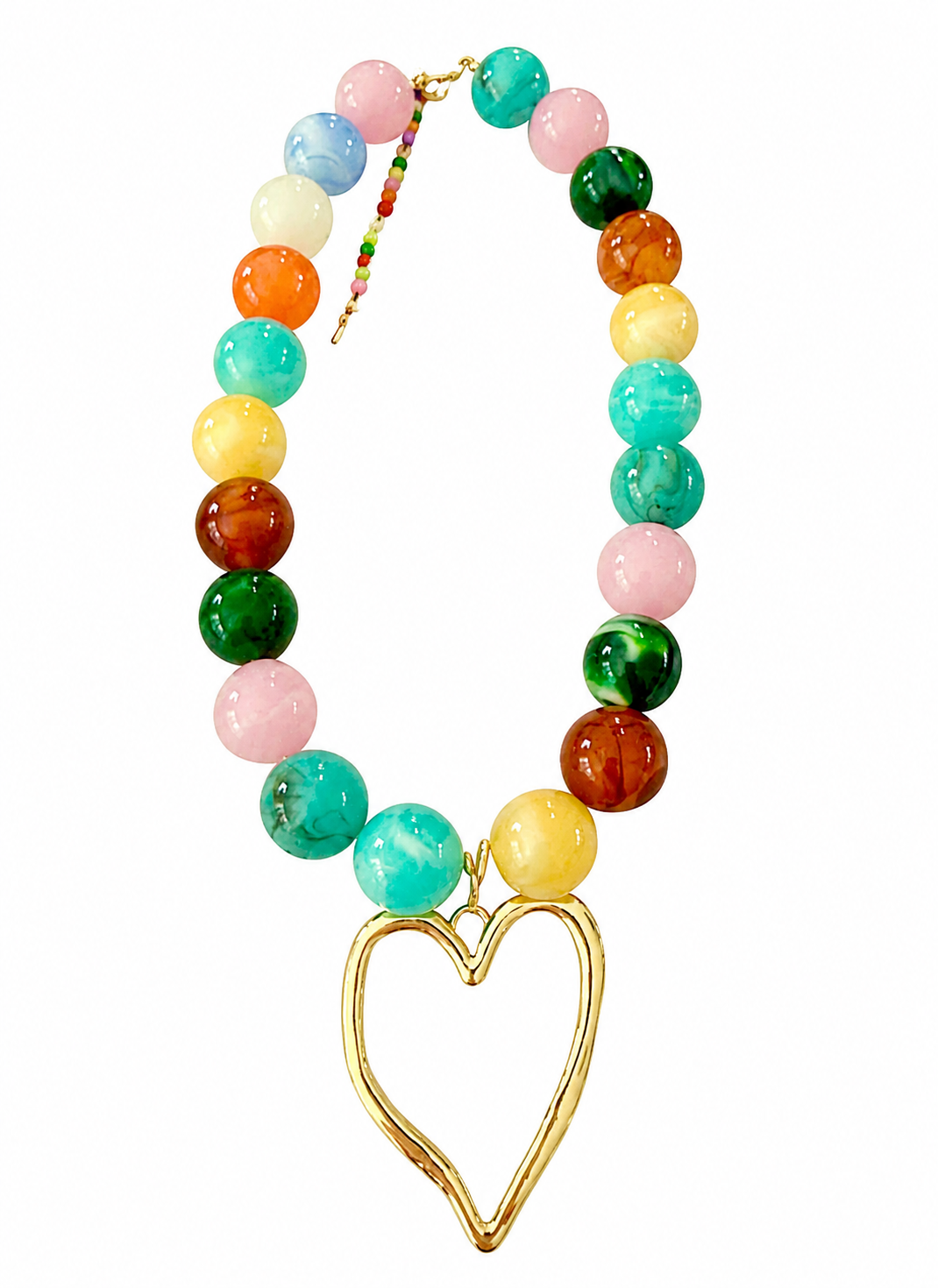 Multi Beaded Heart Necklace
