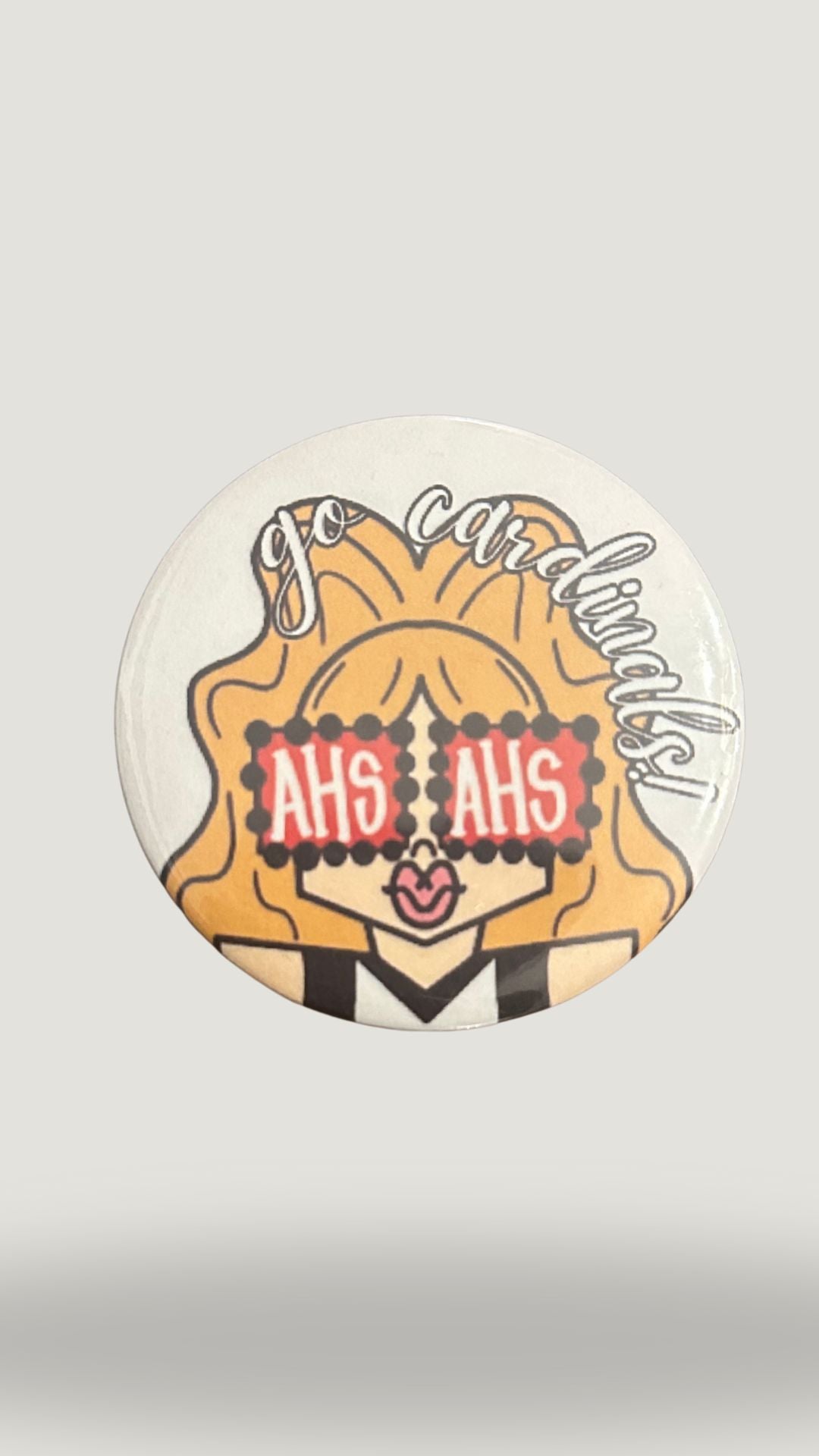 Cardinals Blonde Cheerleader Button